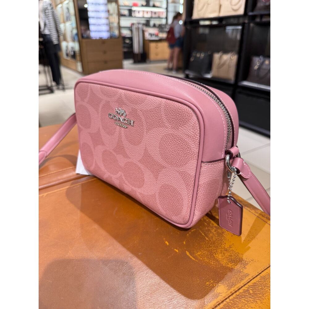 Last 2 ‼️Coach Jamie Camera Bag In Maxi Signature Canvas CCK73 Dusty Pink - Picture 3 of 15